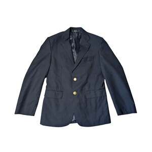 Chaps Boys Two-button Blazer Polyester Blend Gold Buttons Navy Blue Size 12R